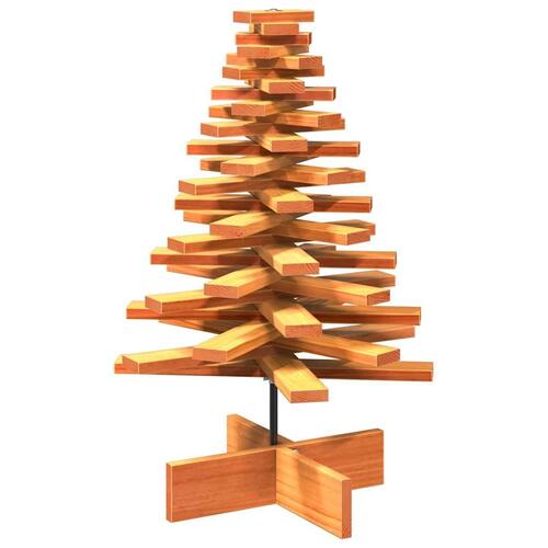 Dekorativt juletræ 80 cm massivt fyrretræ gyldenbrun