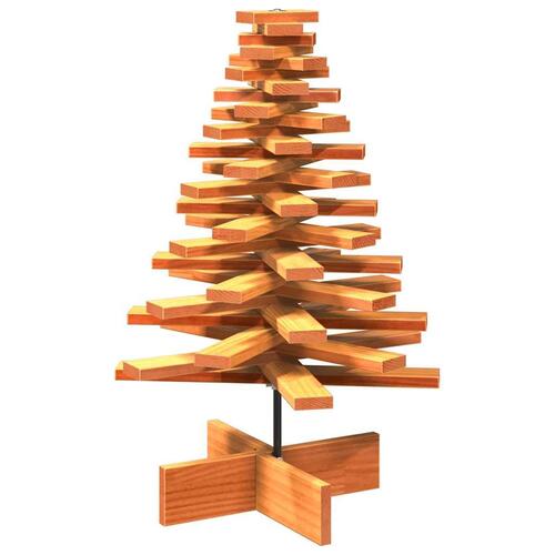 Dekorativt juletræ 80 cm massivt fyrretræ gyldenbrun