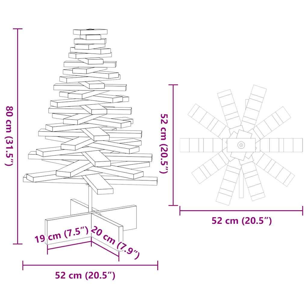 Dekorativt juletræ 80 cm massivt fyrretræ gyldenbrun