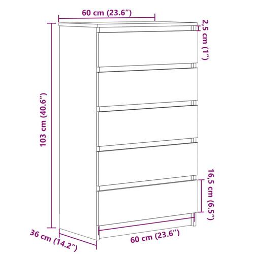 Kommode 60x36x103 cm konstrueret træ kunsteg