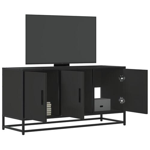 Tv-bord 100x35x50 cm konstrueret træ og metal sort