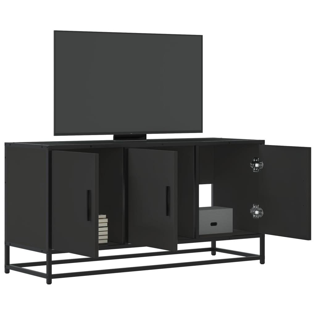 Tv-bord 100x35x50 cm konstrueret træ og metal sort