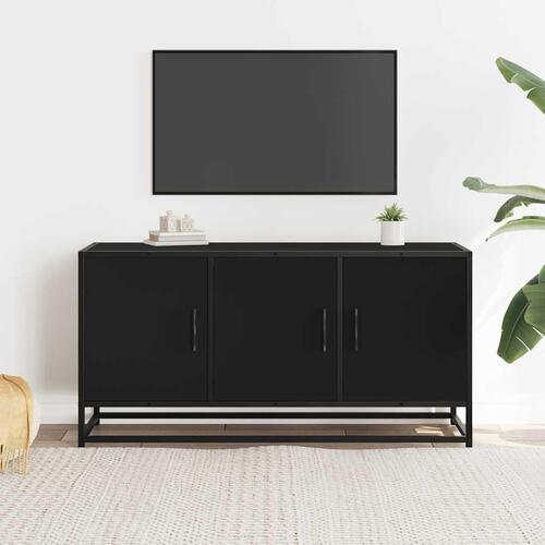 Tv-bord 100x35x50 cm konstrueret træ og metal sort