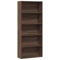 Bogreol 80x30x189 cm konstrueret træ brun egetræ