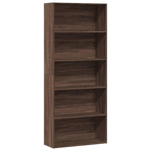 Bogreol 80x30x189 cm konstrueret træ brun egetræ