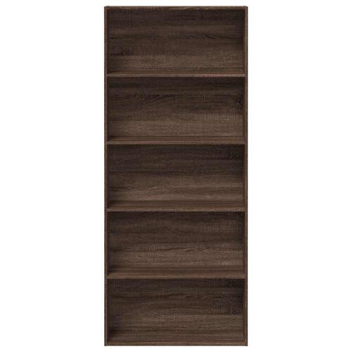 Bogreol 80x30x189 cm konstrueret træ brun egetræ