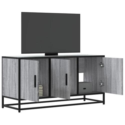 Tv-bord 100x35x50 cm konstrueret træ og metal grå sonoma-eg