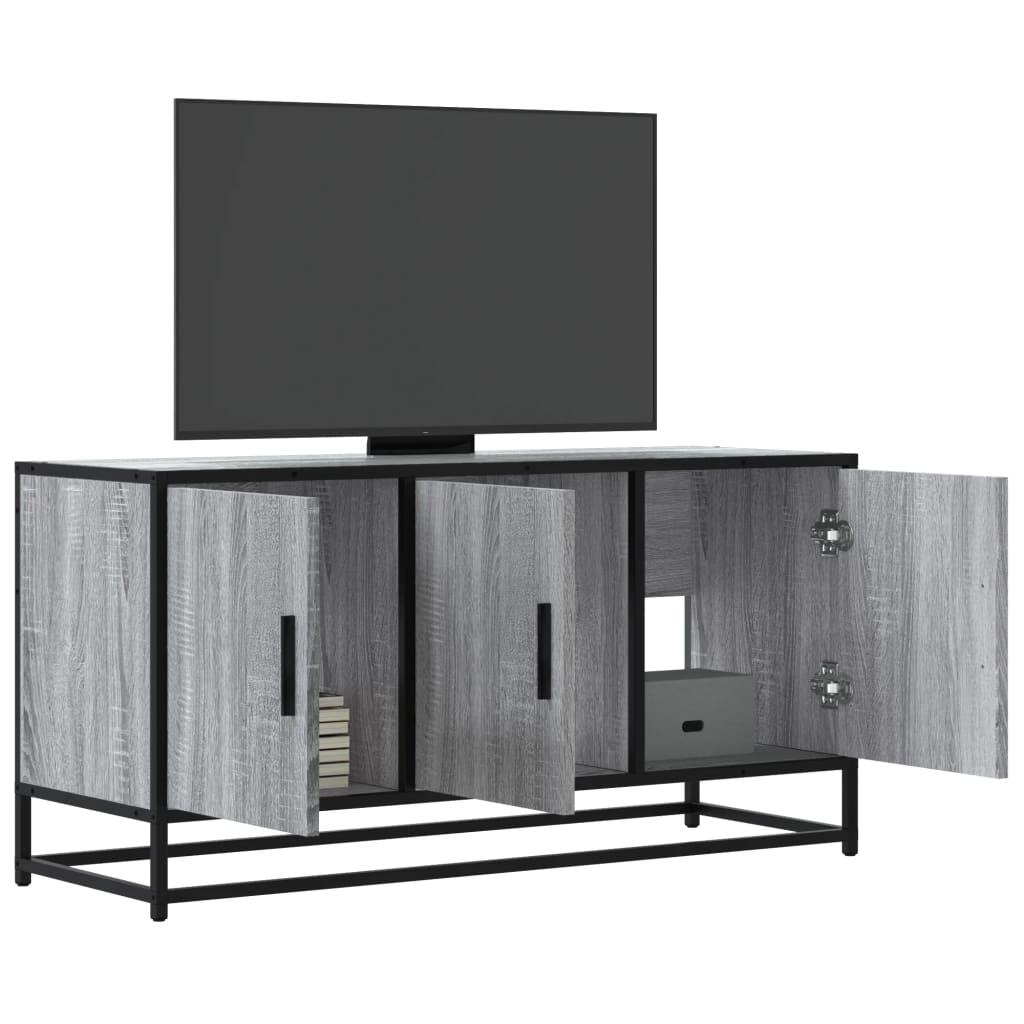 Tv-bord 100x35x50 cm konstrueret træ og metal grå sonoma-eg