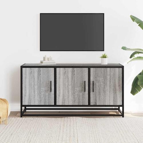 Tv-bord 100x35x50 cm konstrueret træ og metal grå sonoma-eg