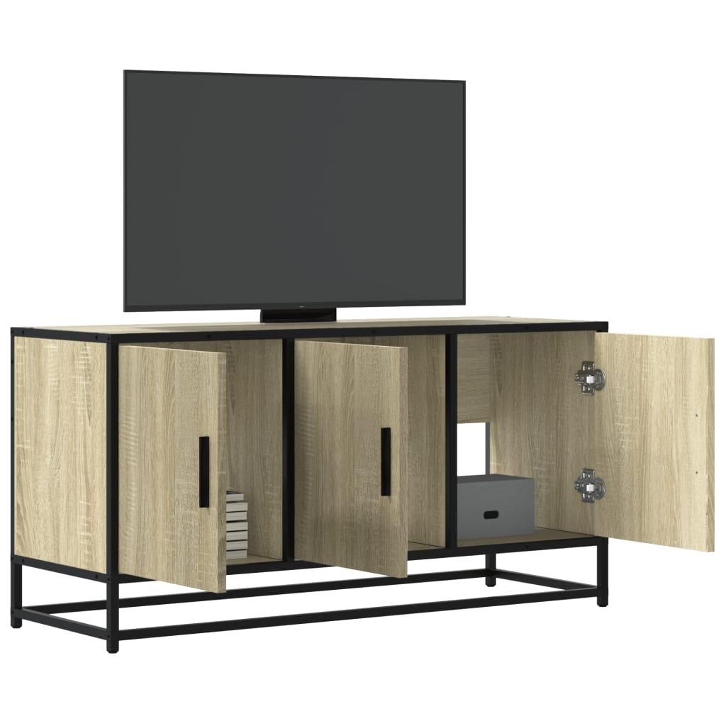 Tv-bord 100x35x50 cm konstrueret træ og metal sonoma-eg