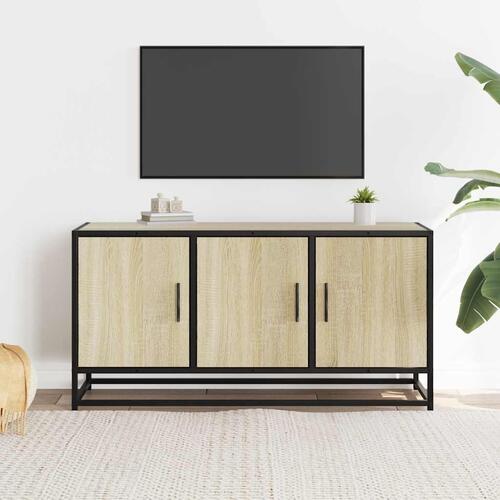 Tv-bord 100x35x50 cm konstrueret træ og metal sonoma-eg