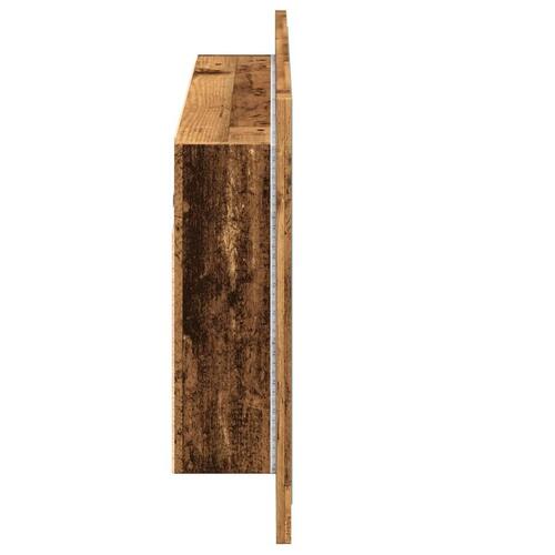Spejlskab m. LED-lys 90x12x45 cm konstrueret træ antikt træ