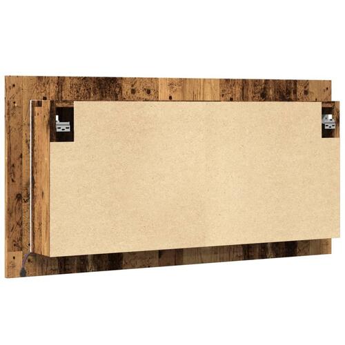 Spejlskab m. LED-lys 90x12x45 cm konstrueret træ antikt træ