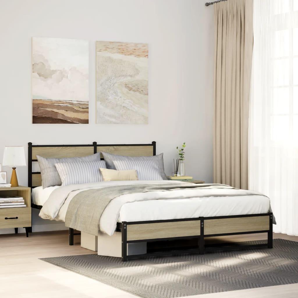 Sengeramme uden madras 150x200 cm metal sonoma-eg billede
