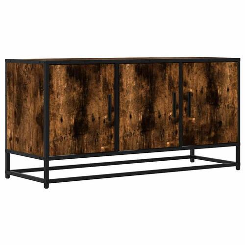 Tv-bord 100x35x50 cm konstrueret træ metal røget egetræsfarve
