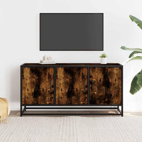 Tv-bord 100x35x50 cm konstrueret træ metal røget egetræsfarve