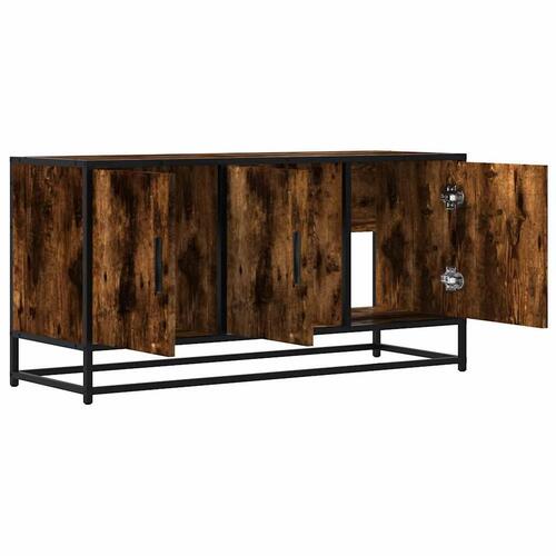 Tv-bord 100x35x50 cm konstrueret træ metal røget egetræsfarve