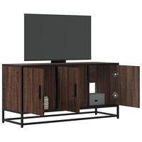Tv-bord 100x35x50 cm konstrueret træ og metal brun egetræsfarve