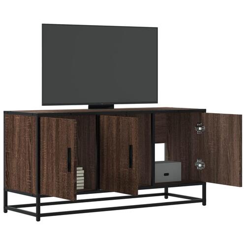 Tv-bord 100x35x50 cm konstrueret træ og metal brun egetræsfarve
