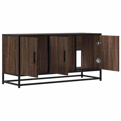 Tv-bord 100x35x50 cm konstrueret træ og metal brun egetræsfarve
