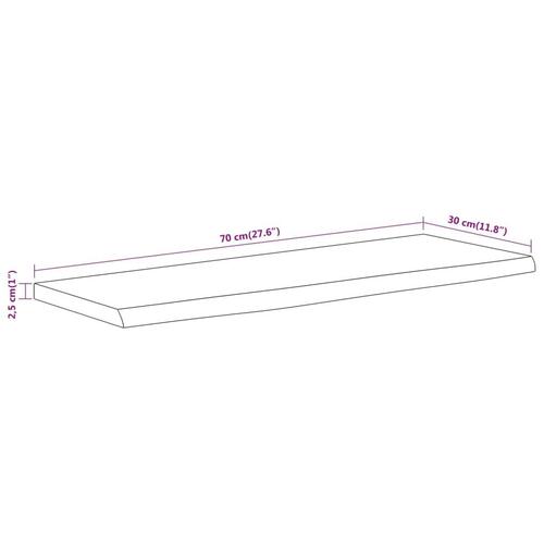 Væghylde 70x30x2,5 cm rektangulær massivt akacietræ