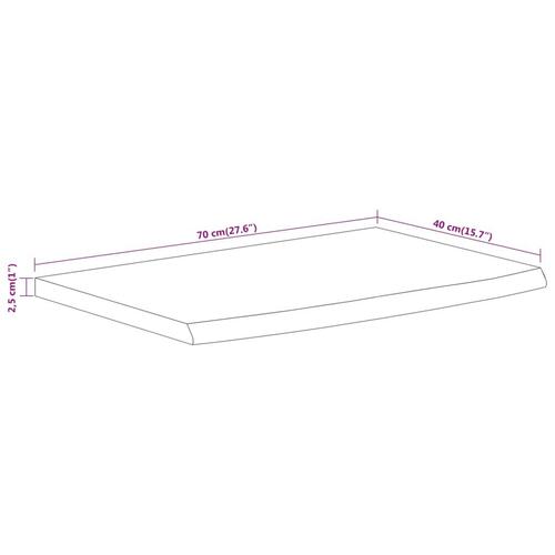 Væghylde 70x40x2,5 cm rektangulær massivt akacietræ