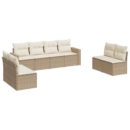 Sofasæt til haven 8 dele med hynder polyrattan beige