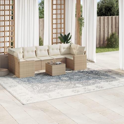 Sofasæt til haven 8 dele med hynder polyrattan beige