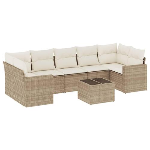 Sofasæt til haven 8 dele med hynder polyrattan beige