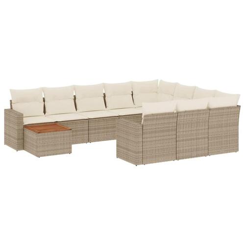 Sofasæt til haven 11 dele med hynder polyrattan beige