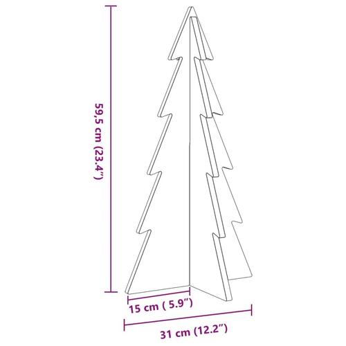 Dekorativt juletræ til pynt 59,5 cm massivt fyrretræ