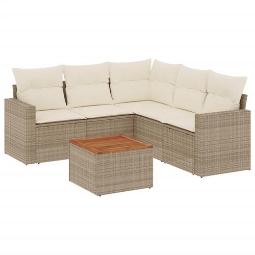 Sofasæt til haven 6 dele med hynder polyrattan beige