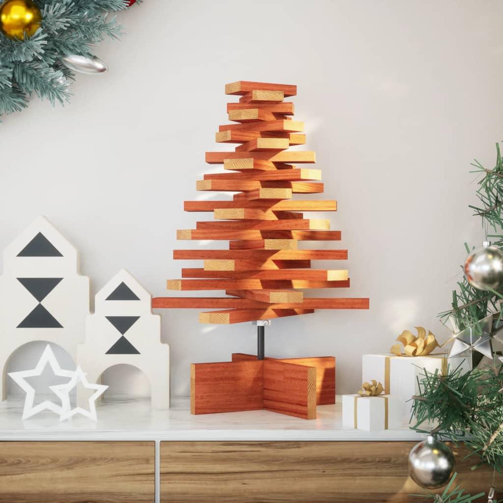 Dekorativt juletræ 60 cm massivt fyrretræ gyldenbrun