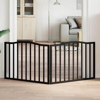 Hundelåge 2 paneler 150 cm foldbar poppeltræ sort