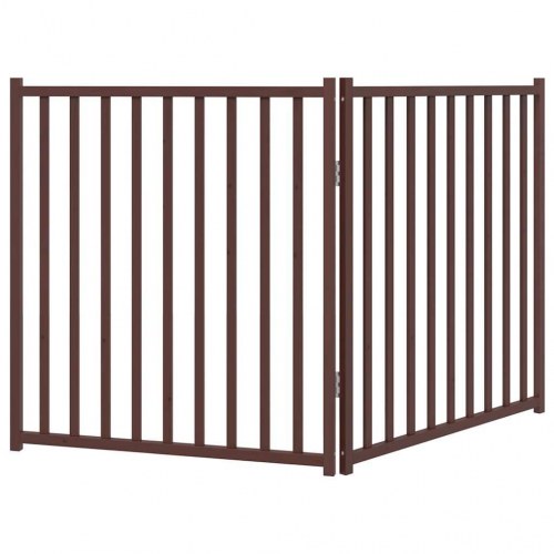 Hundelåge med dør - 2 paneler, 160 cm, foldbar, massivt gran, brun eg