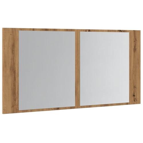 Spejlskab m. LED-lys 90x12x45 cm konstrueret træ kunsteg
