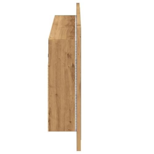 Spejlskab m. LED-lys 90x12x45 cm konstrueret træ kunsteg