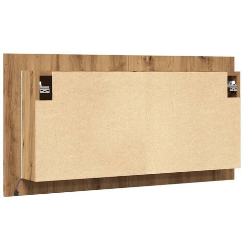 Spejlskab m. LED-lys 90x12x45 cm konstrueret træ kunsteg