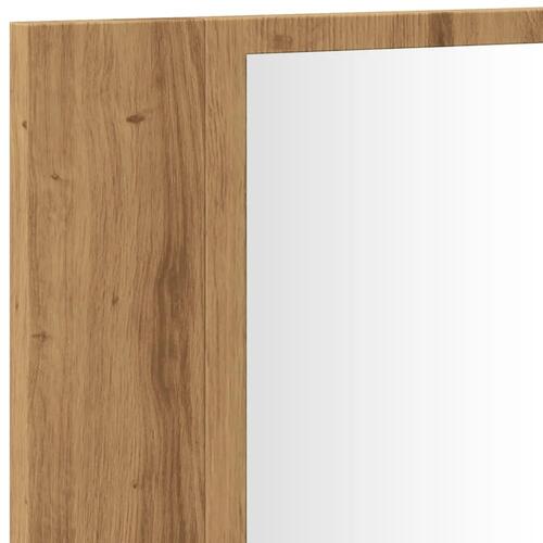 Spejlskab m. LED-lys 90x12x45 cm konstrueret træ kunsteg