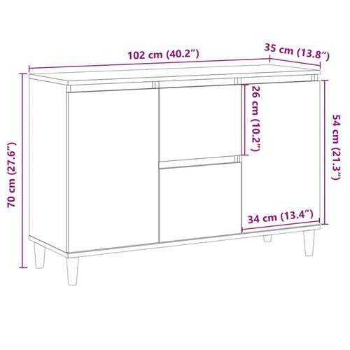 Skænk 102x35x70 cm konstrueret træ antikt træ