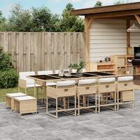 Spisebordssæt til haven 13 dele med hynder polyrattan beige