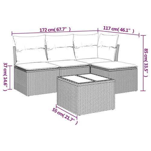 Sofasæt til haven 5 dele med hynder polyrattan beige