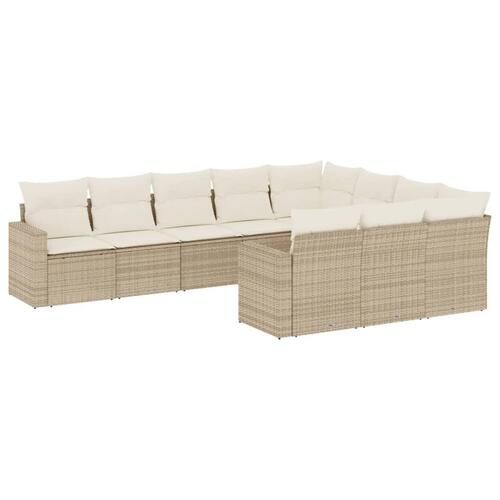 Sofasæt til haven 10 dele med hynder polyrattan beige