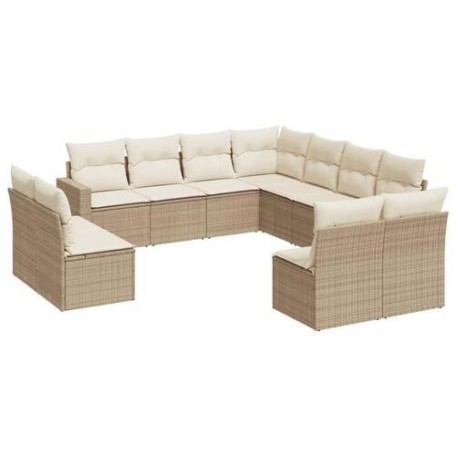 Sofasæt til haven 11 dele med hynder polyrattan beige