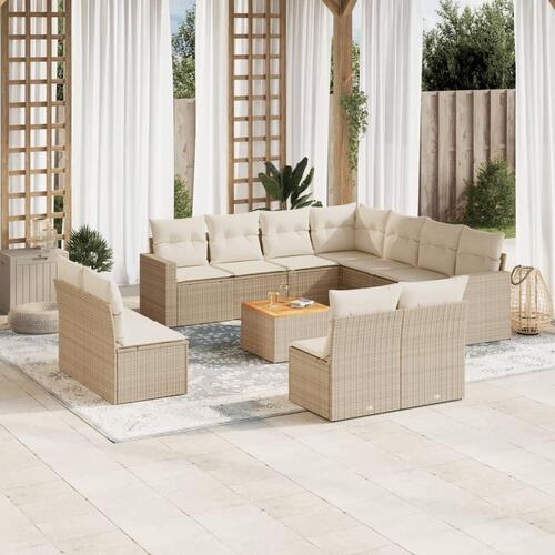 Sofasæt til haven 12 dele med hynder polyrattan beige