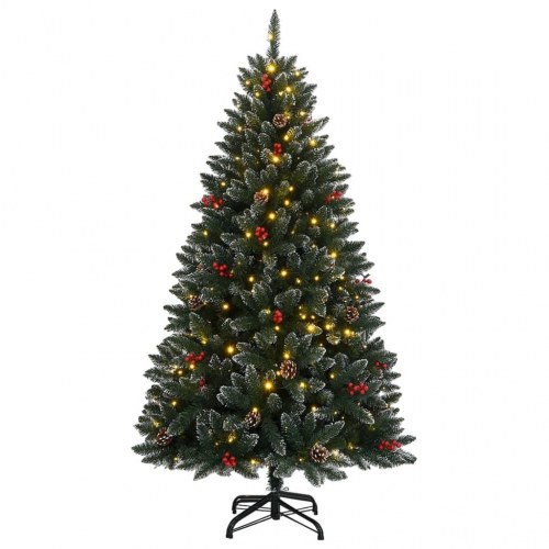Kunstigt juletræ med LED-lys og sne 240 cm