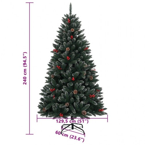 Kunstigt juletræ med LED-lys og sne 240 cm