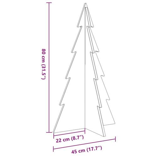 Dekorativt juletræ 80 cm massivt fyrretræ