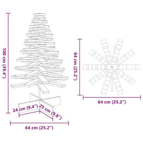 Dekorationstræ til jul 100 cm massivt fyrretræ
