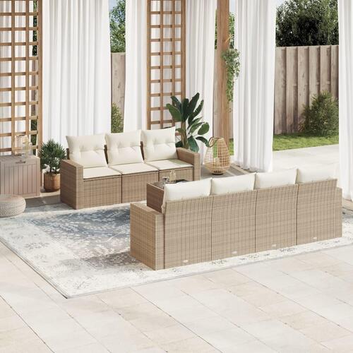 Sofasæt til haven 8 dele med hynder polyrattan beige